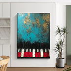 Creative Piano Keys Abstract Painting with Blue and Gold GAB0670