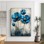 Textured Blue Flowers - Tactile Botanical Abstract Painting GAB0474