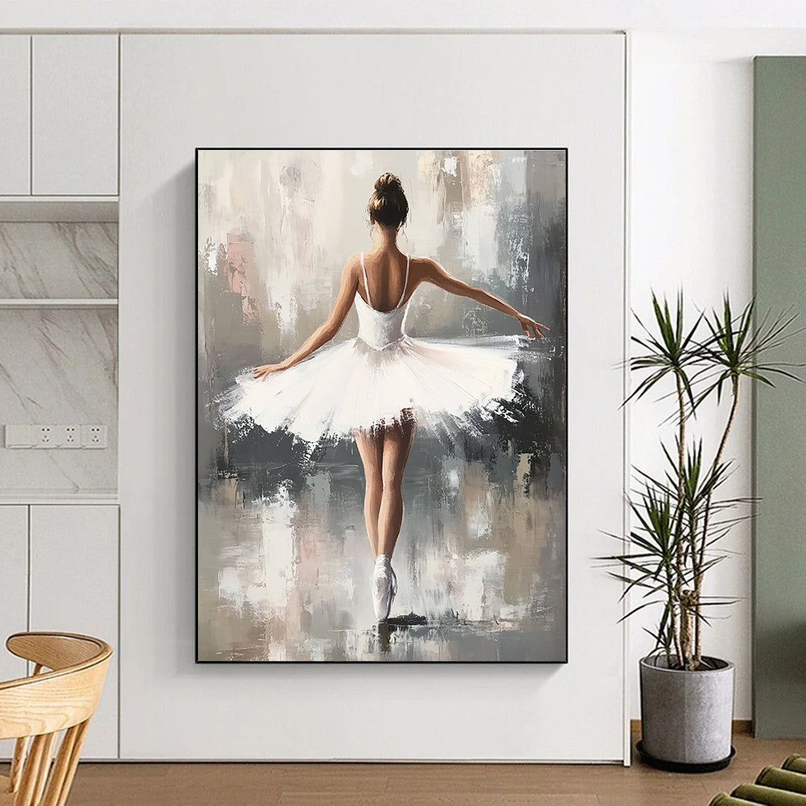 Ballerina in White Tutu Graceful Abstract Painting for Art - Loving Spaces GAB1422