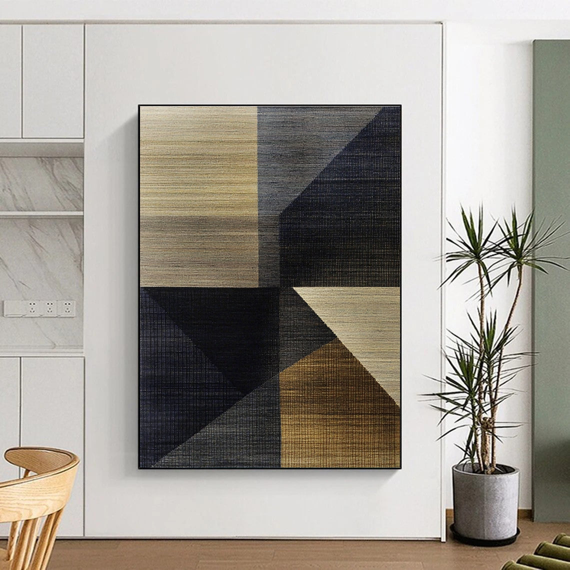 Geometric Textured Tapestry Abstract Painting with Artisanal Charm WINK216