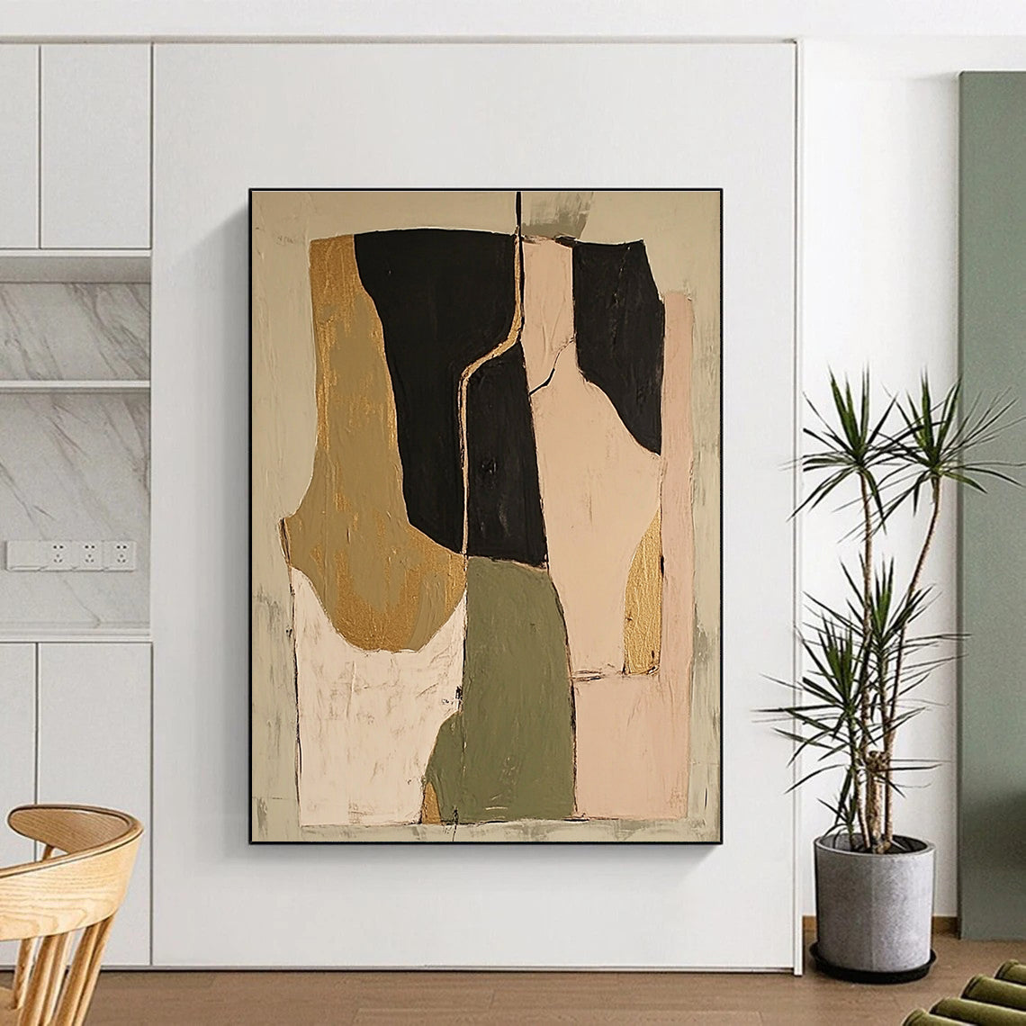 Gold - Accented Abstract Painting for Luxury - Styled Home Offices GAB0969