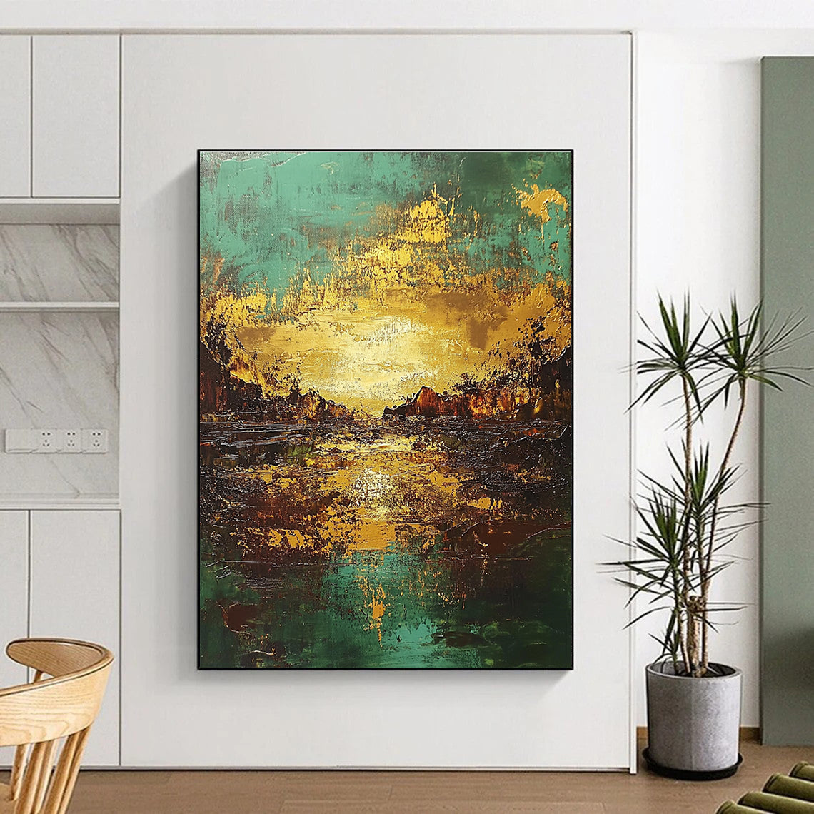 Golden Sunset Abstract Painting for Luxury - Styled Residences GAB1063