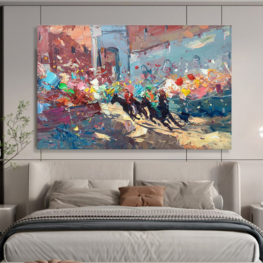 Dynamic Horse Race Abstract Painting for Sports - Themed Bars YHT471