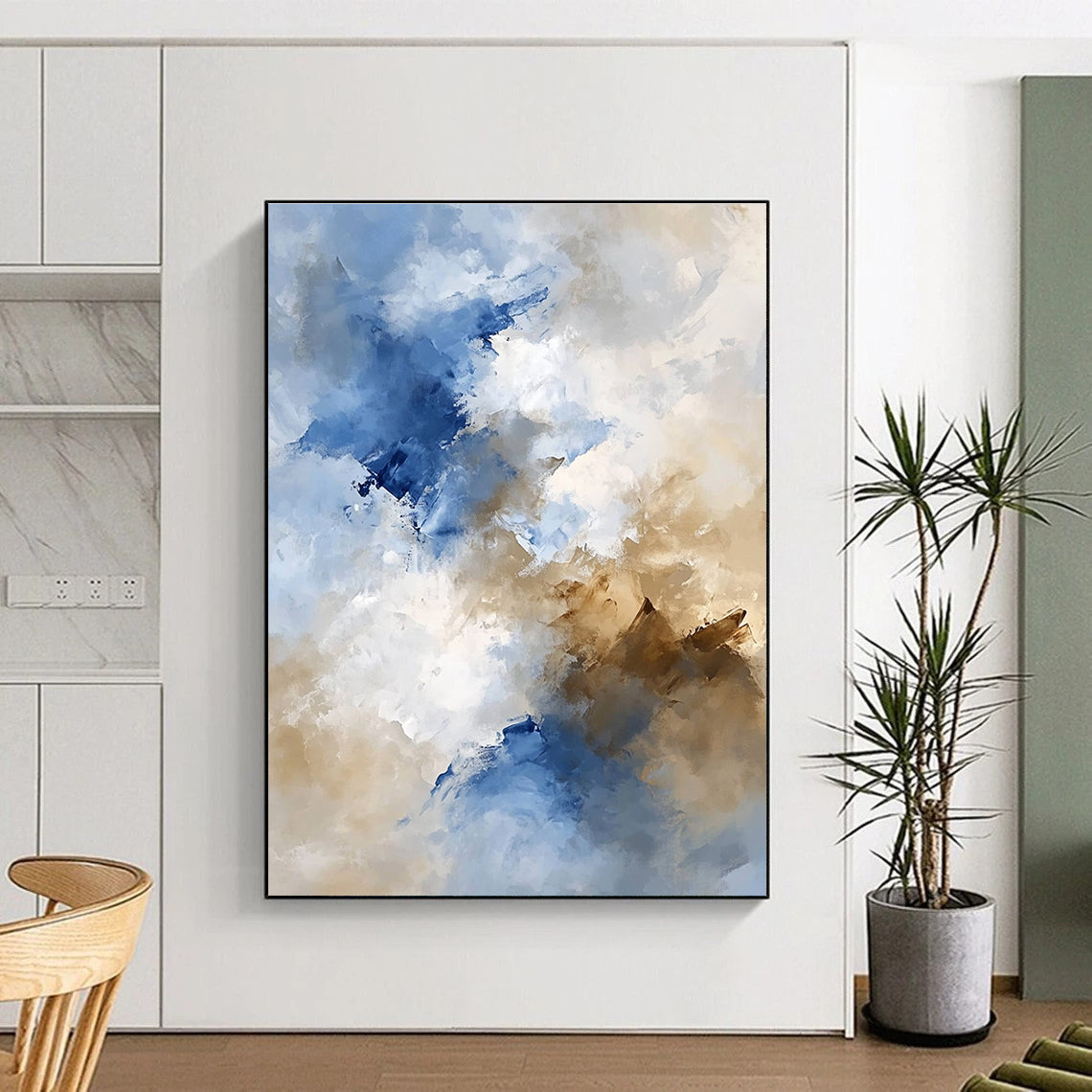 Blue - Beige Abstract Clouds Painting with Serene Harmony WINK370