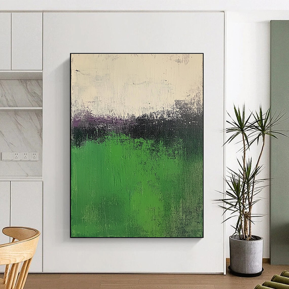 Green Purple Abstract Painting with Nature - Inspired Hues WINK568