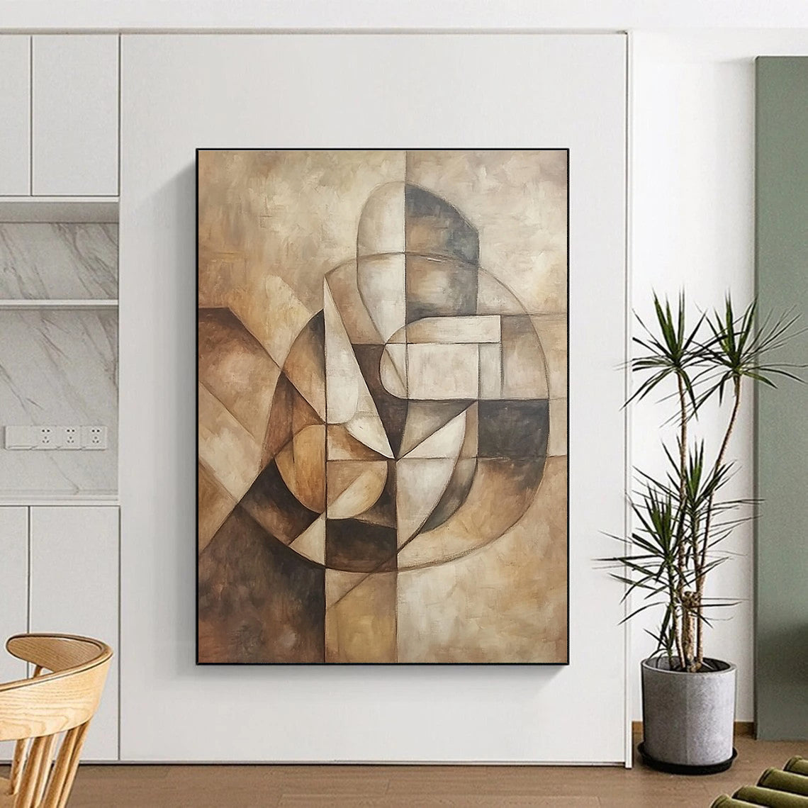 Geometric Brown Tones Abstract Painting for Industrial - Chic Lofts GAB1278