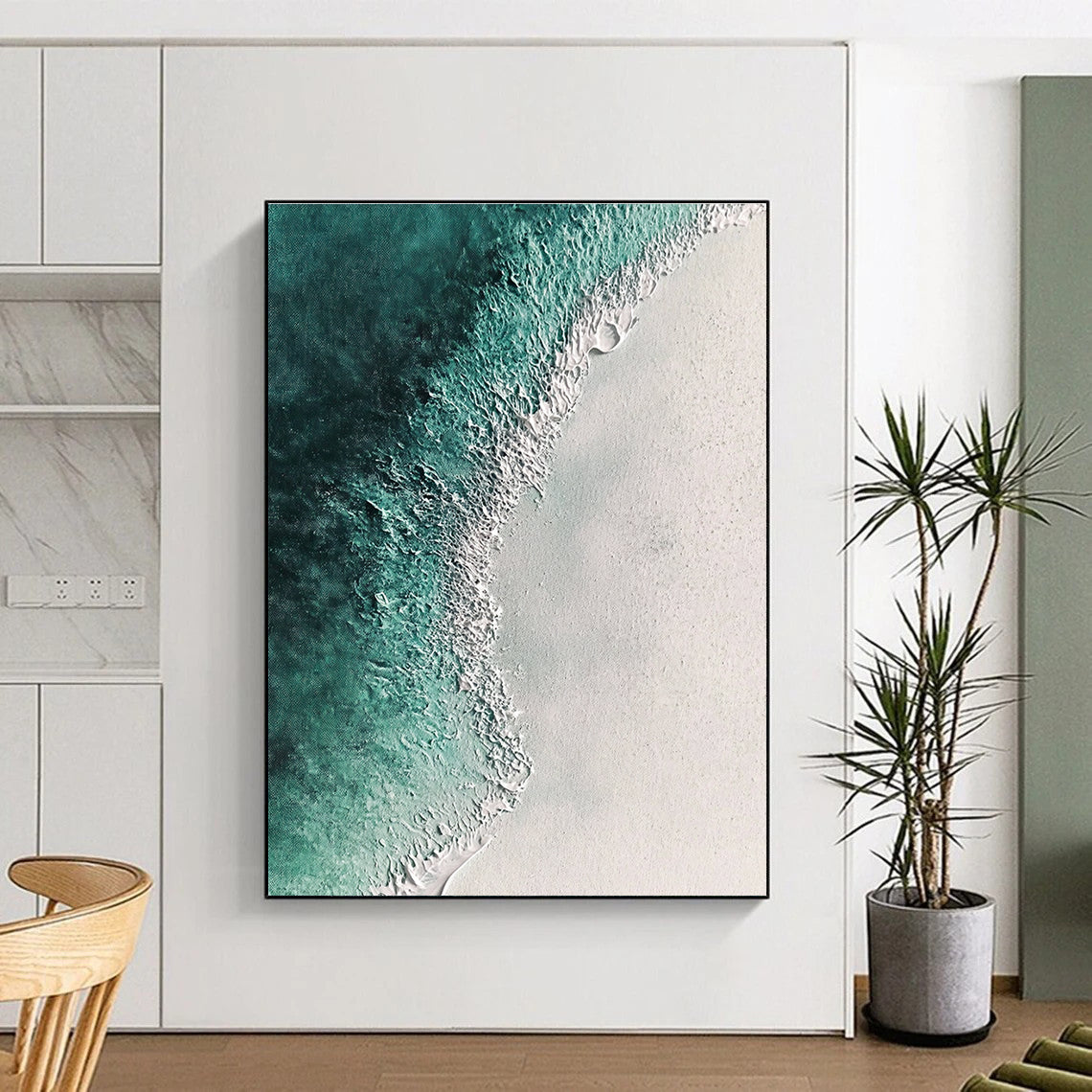 Turquoise Beach Abstract Painting for Tropical - Themed Resorts GAB1019