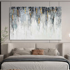 Gray and Gold Drip Abstract Painting for Sophisticated Office Reception Areas YHT277