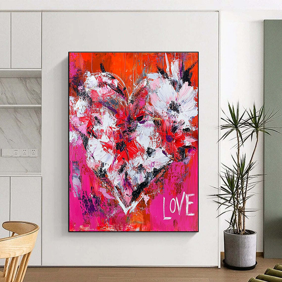 Abstract Floral Heart Painting for Love - Themed Cafes GAB1146