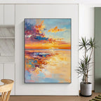 Sunset Beach Abstract Painting with Dynamic Colors GAB0009