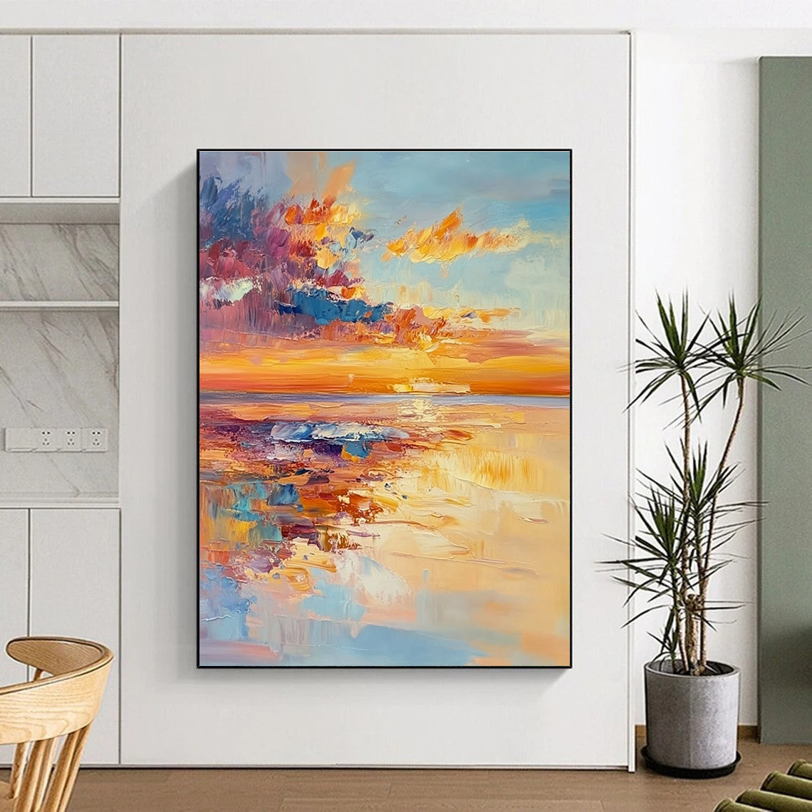 Sunset Beach Abstract Painting with Dynamic Colors GAB0009