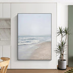 Serene Beach Scene Abstract Painting for Coastal - Themed Spaces HENG310
