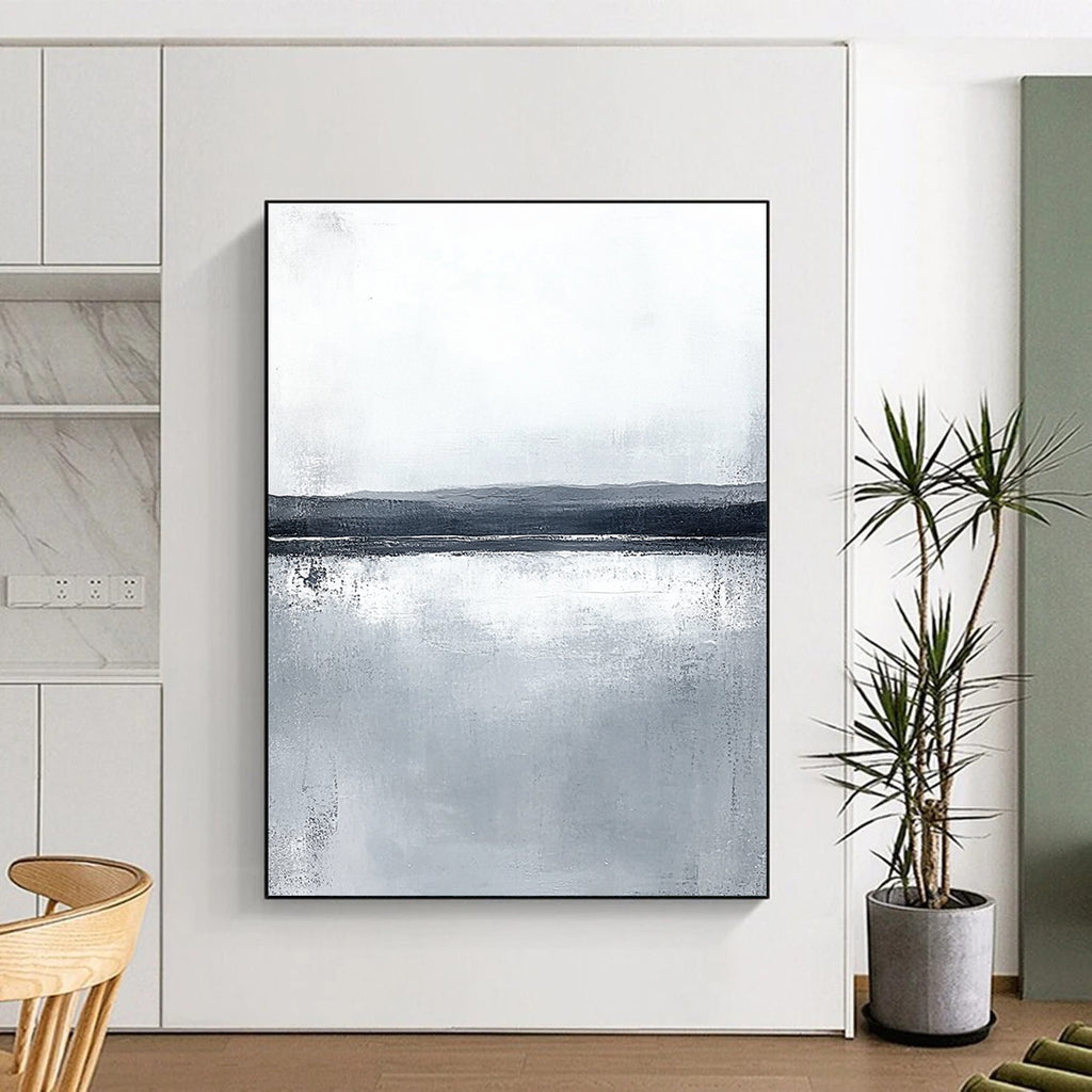 Monochrome Lake Abstract - Subtle Landscape Art GAB0556