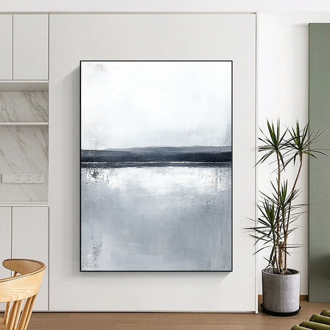 Monochrome Lake Abstract - Subtle Landscape Art GAB0556