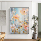 Delicate Floral Abstract Painting for Serene Bedrooms HENG431