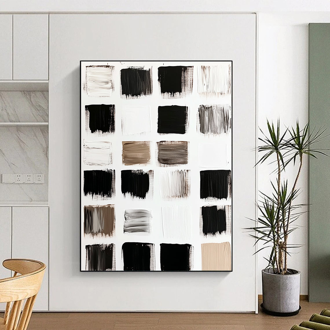 Monochrome Color Swatches Abstract Painting with Textured Hues WINK111