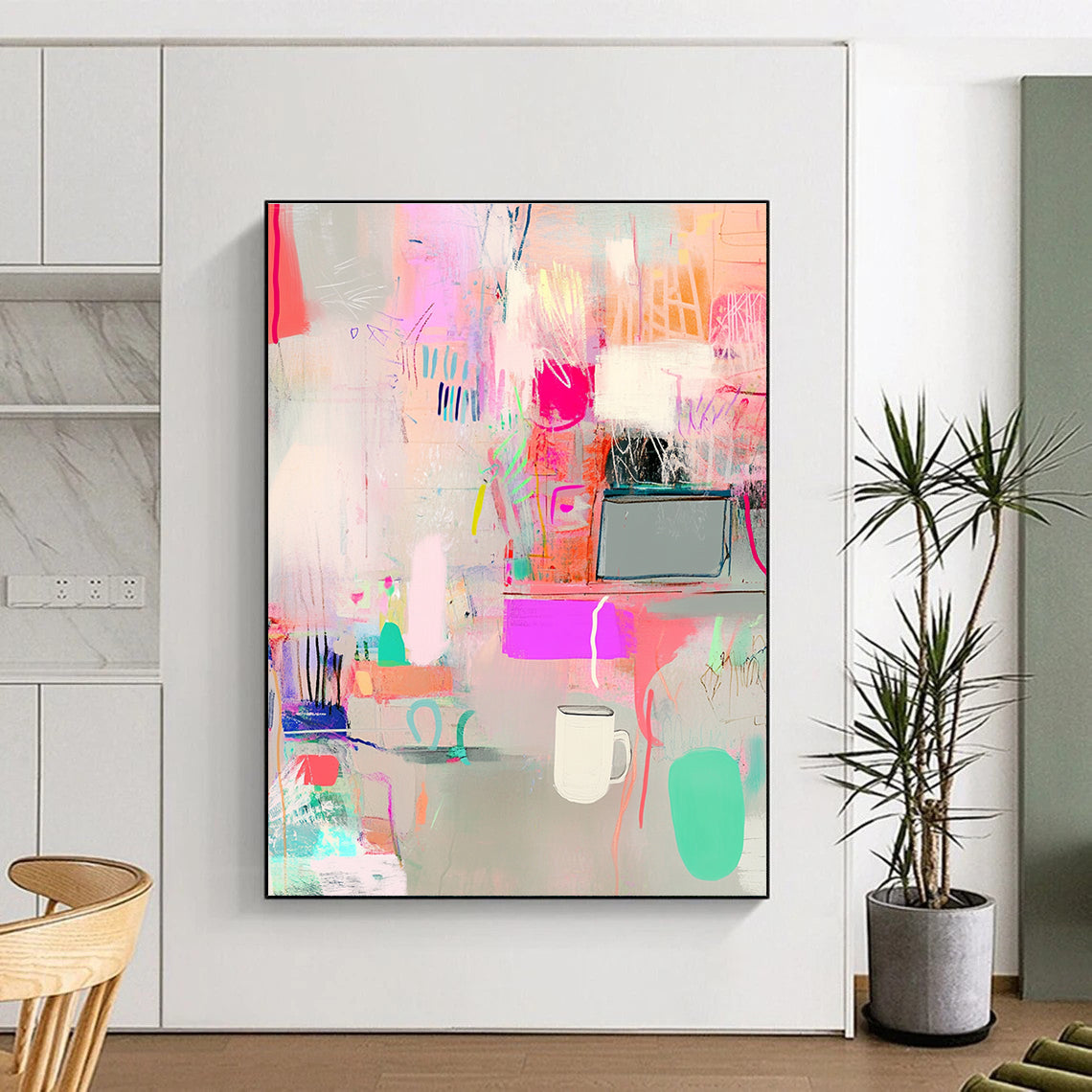 Colorful Abstract Interior Painting of Vibrant Daily Life GAB0160