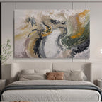 Gray - Gold - Green Abstract Painting for Modern Wellness Retreats YHT387