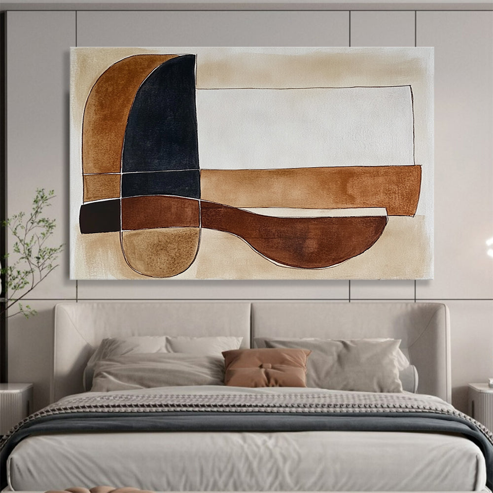 Minimalist Geometric Harmony Abstract Painting with Subtle Earthy Tones ABS552