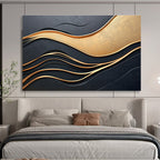 Black and Gold Waves: Luxurious Rhythms in 3D Abstract Painting ABS166