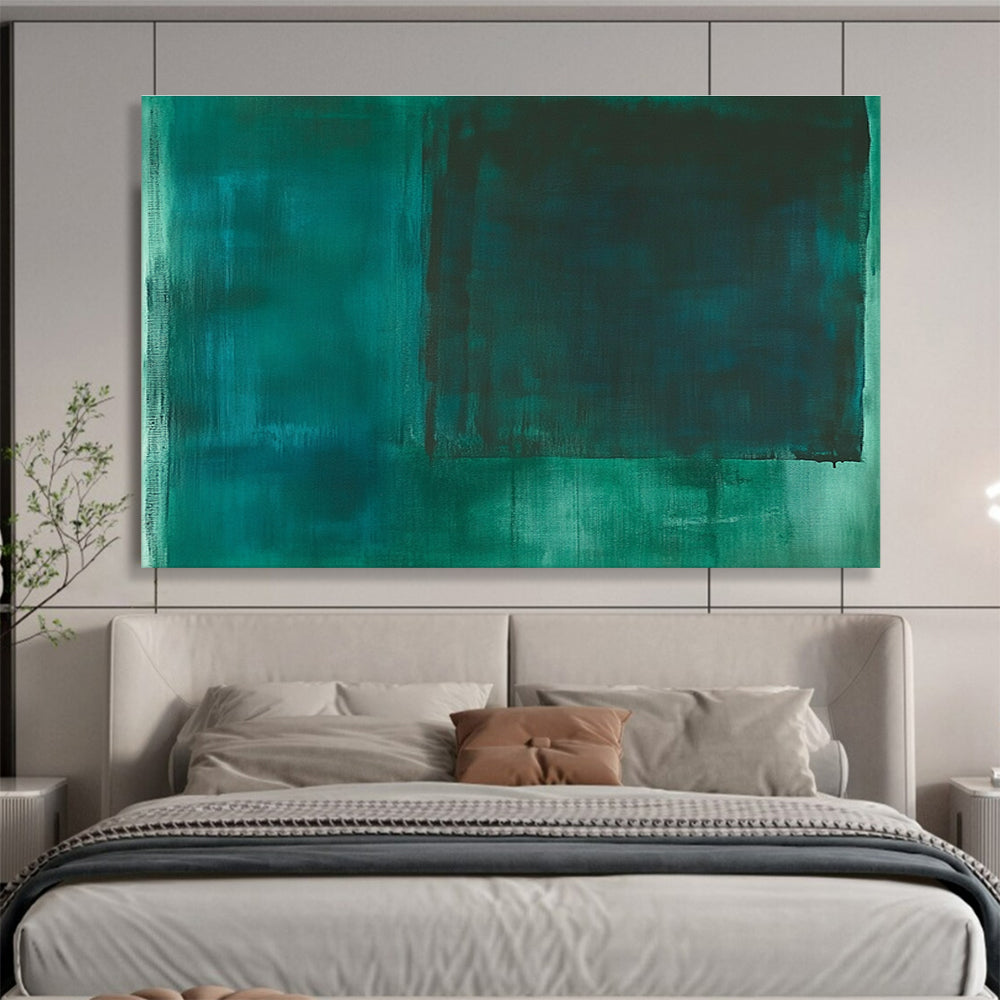 Dark Green Shades Abstract Painting with Subtle Textures ABS392
