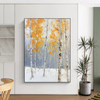 Winter Birch Forest Seasonal Landscape Abstract Painting GAB0274