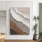 Layered Textile - Like Abstract in Neutral Tones Painting for Eclectic Interiors HENG344