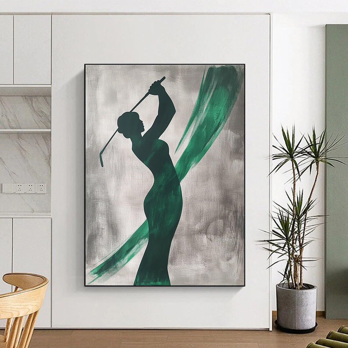 Golf Player Silhouette Abstract Painting of Athletic Grace GAB0201