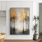 Gold Trees on Gray Elegant Abstract Landscape GAB0334