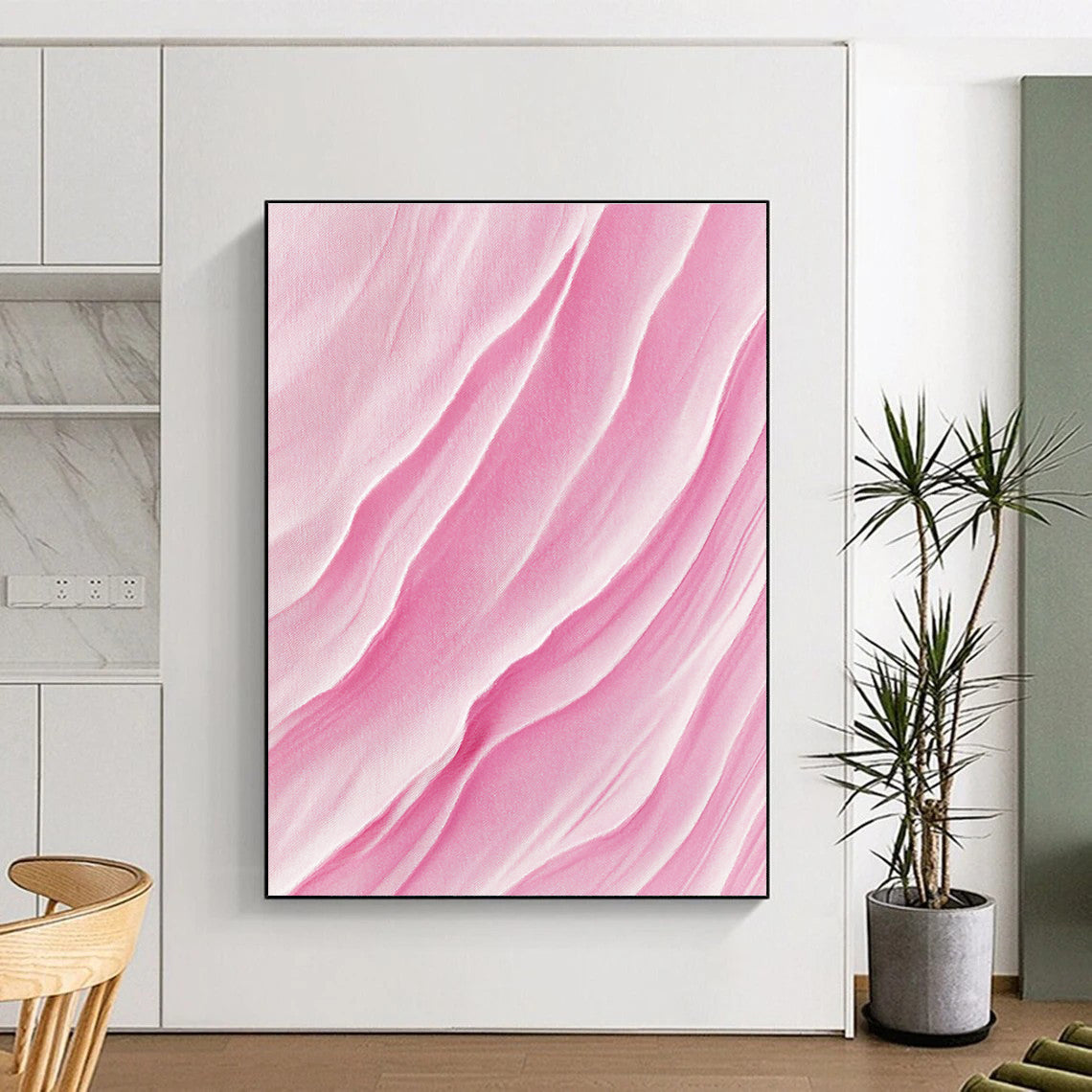 Pink Wavy Texture Abstract Painting for Feminine Spaces GAB1456