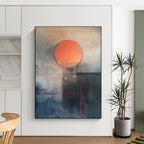 Abstract Sunset with Red Lines Conceptual Landscape Abstract Painting GAB0288