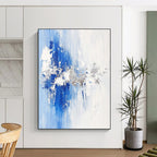 Blue - Silver Abstract Textures Painting with Subtle Opulence WINK391