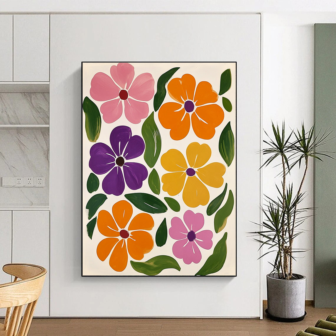 Colorful Flower Patterns Abstract Painting for Bohemian - Style Living Rooms GAB1352