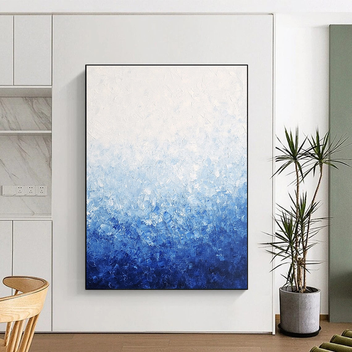Blue Gradient Abstract Painting with Calming Depth WINK393