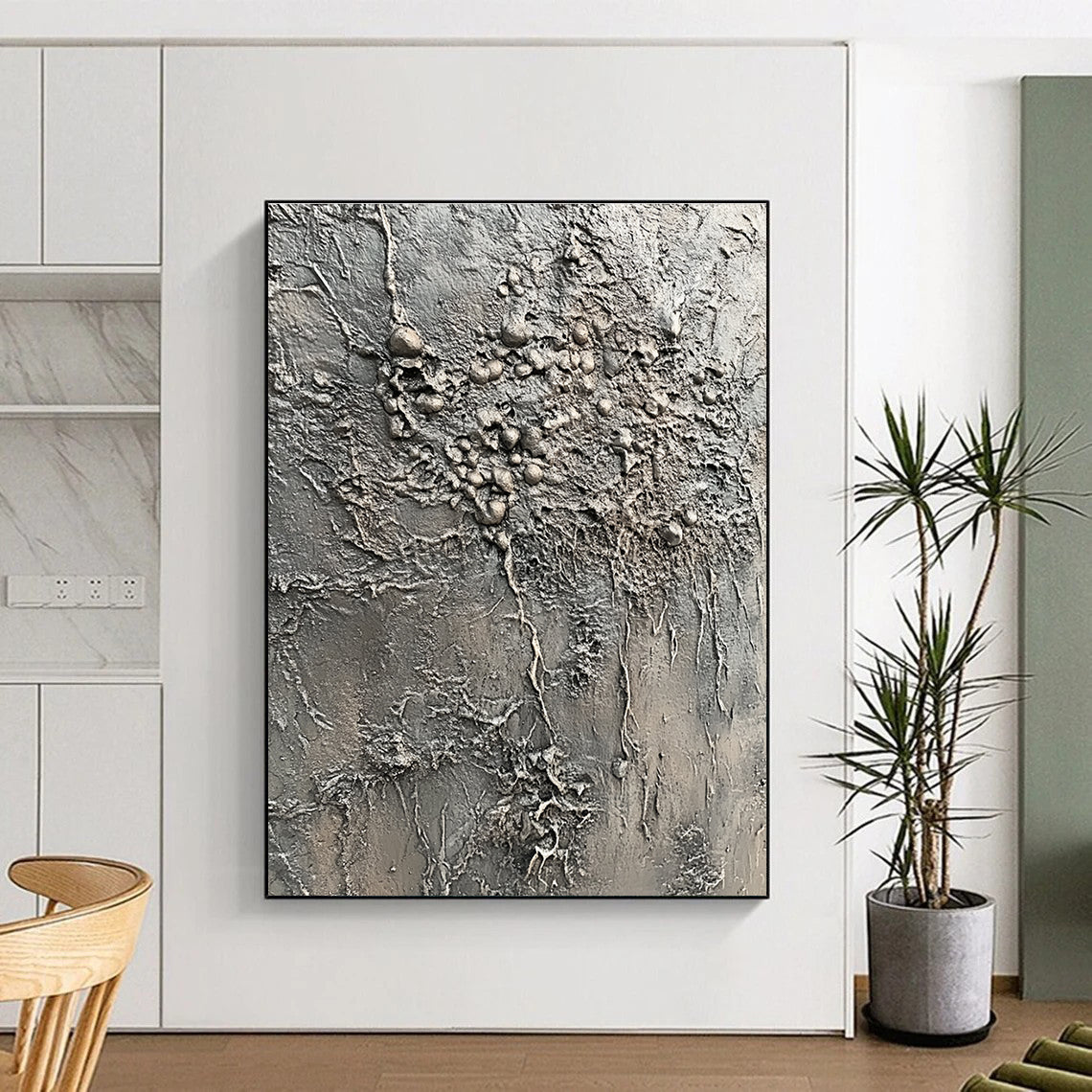 Gray Textured Organic Growth Painting with Natural Intrigue WINK068