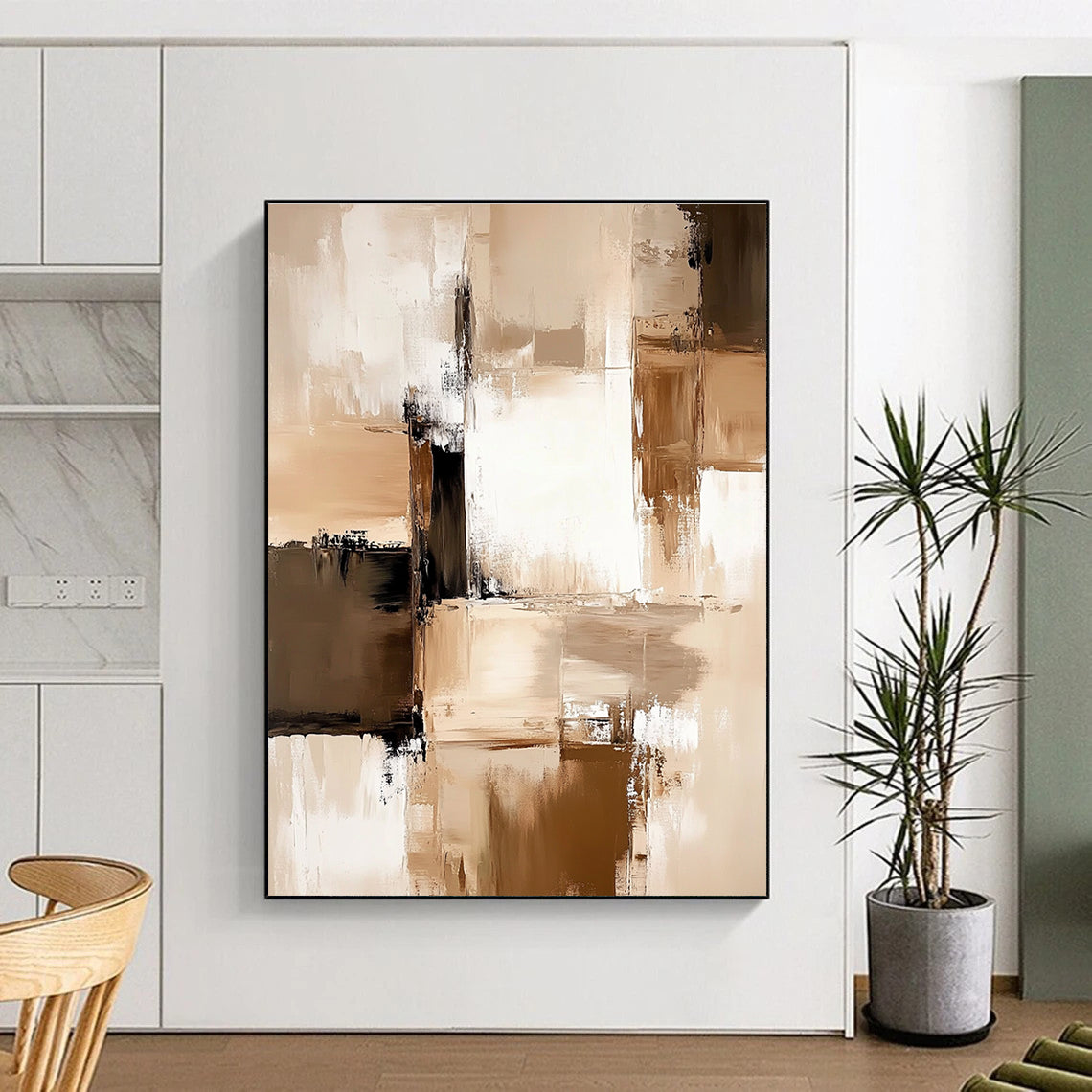 Beige Abstract Composition Painting with Gentle Harmony WINK342