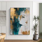 Gold - Accented Portrait Abstract Painting for Luxurious Salons GAB0848