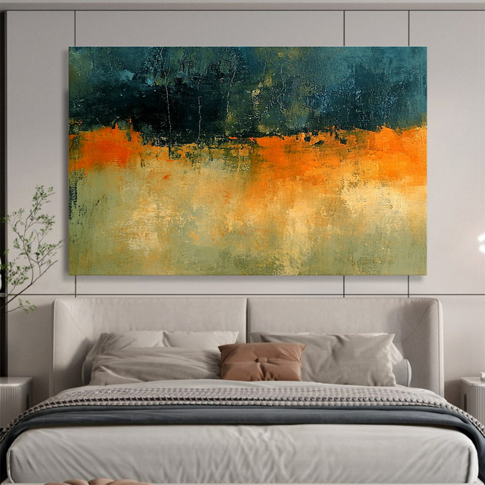 Dark and Orange Layered Textures Abstract Painting ABS341