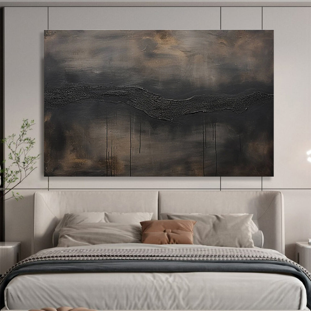Dark Textured Abstract Painting for Sophisticated Art Galleries YHT390