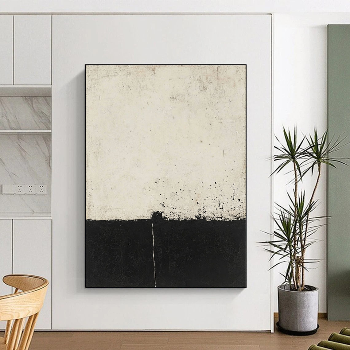 Black and White Minimalism Abstract Painting of Subtle Contrast GAB0196
