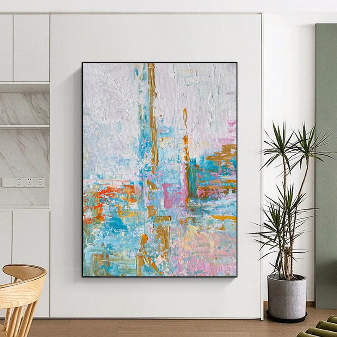 Soft Colorful Abstract Painting for Serene Yoga Studios HENG465