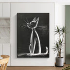 Chalk Cat Drawing Playful Street - Art - Inspired Abstract Painting GAB0342