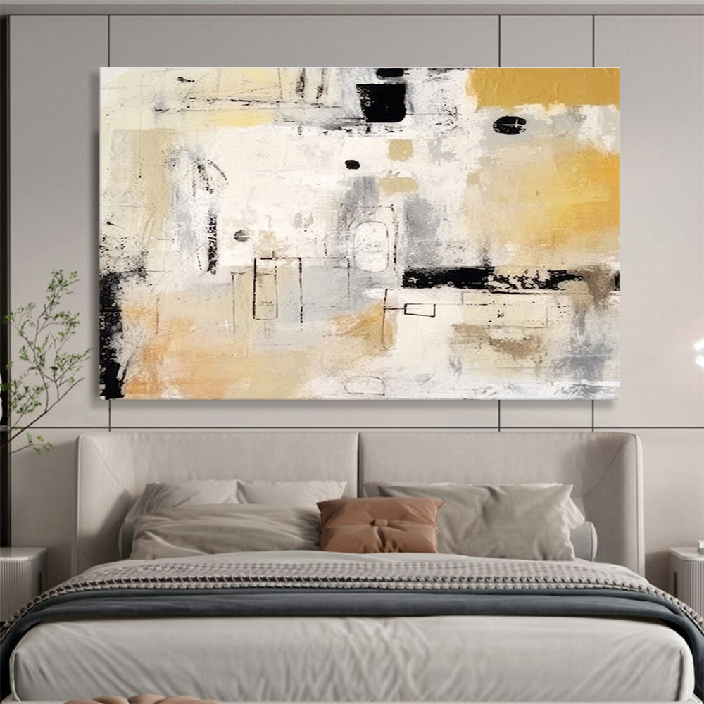 Neutral - Toned Abstract Painting for Subtle Elegance YHT060