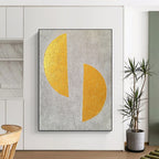Gold and Gray Abstract Shapes Painting for Minimalist Offices GAB0818