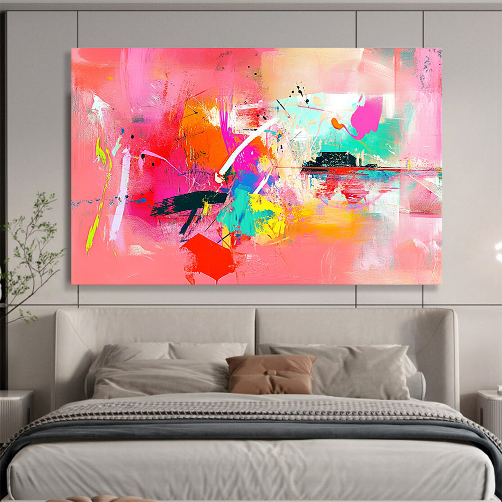 Vivid Pink Abstract Playful Energy Explosion Painting ABS126
