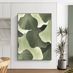 Green Ginkgo Leaf Patterns Abstract Painting with Nature - inspired Forms GAB0066
