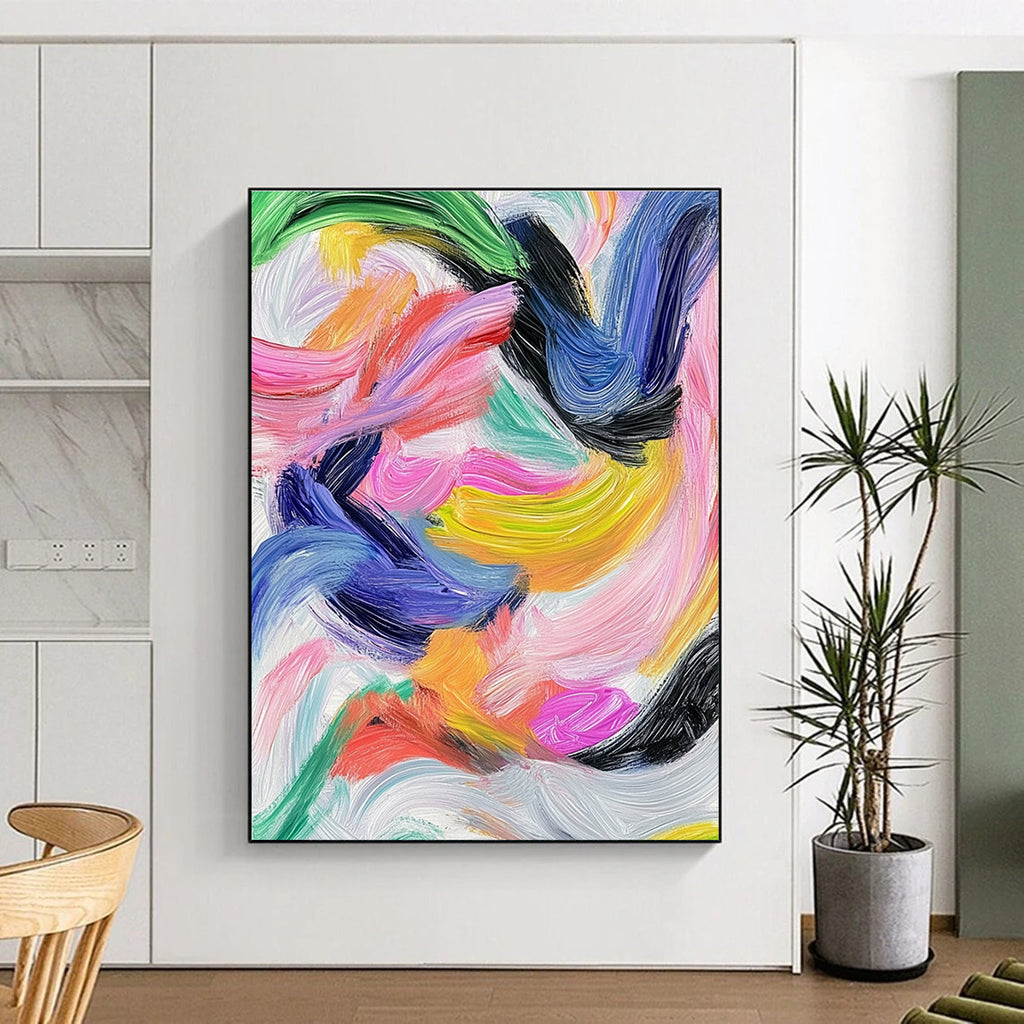 Colorful Swirling Strokes Abstract Painting with Vibrant Energy WINK231