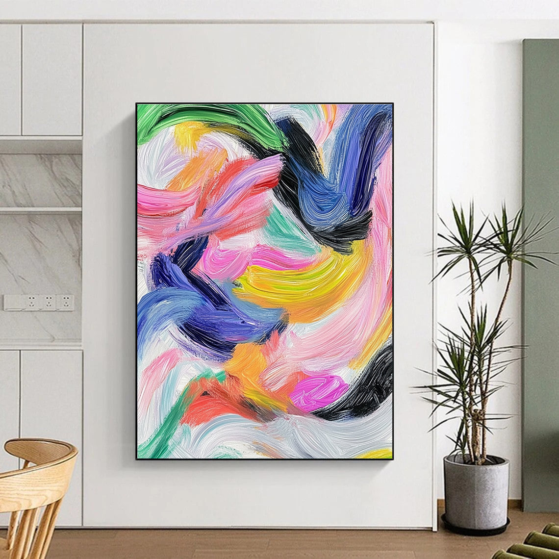Colorful Swirling Strokes Abstract Painting with Vibrant Energy WINK231