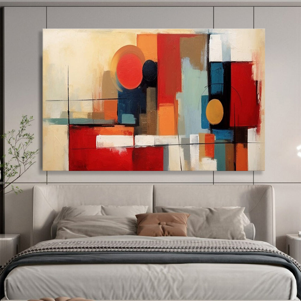 Geometric Color Block Abstract Painting for Urban Office Interiors YHT219