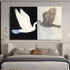 Symbolic Black - White Swans Art Exploring Duality and Harmony in Nature Abstract Painting ABS149
